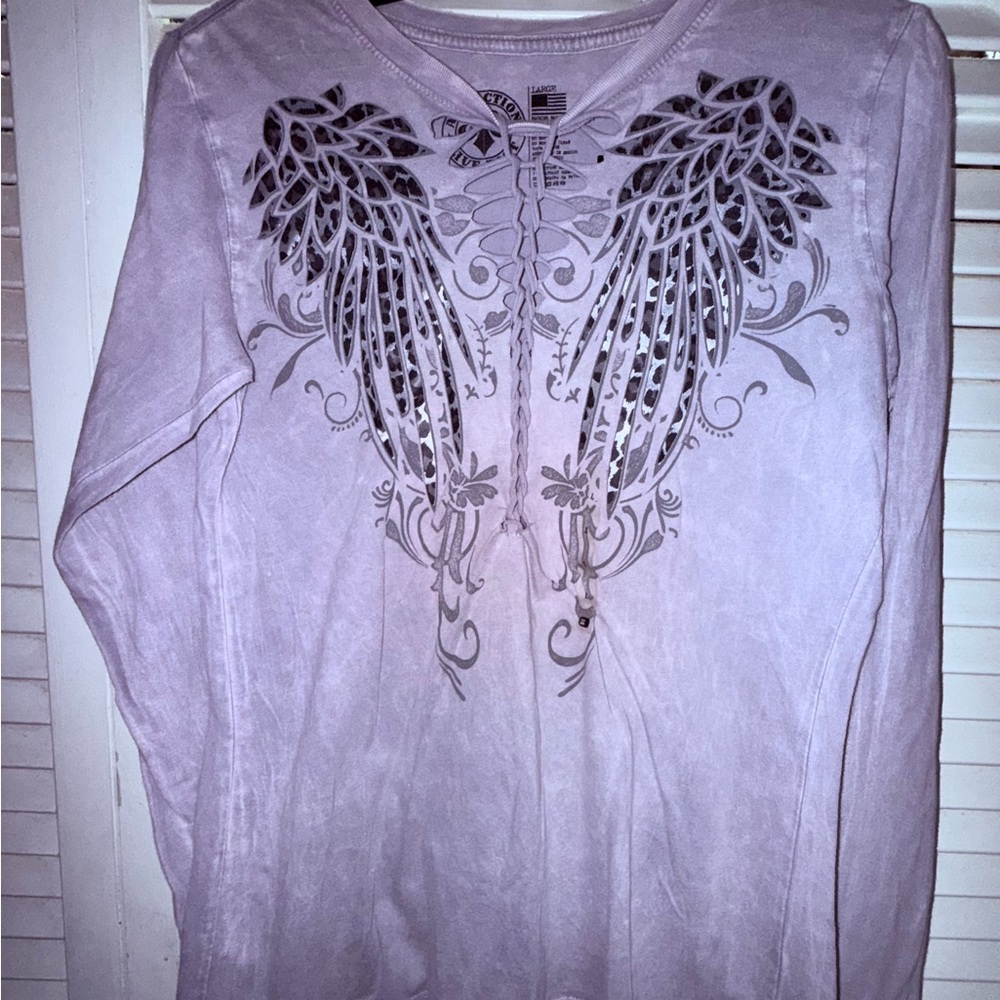 Affliction Graphic Long Sleeve Tee Large NWT